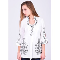 Embroidered blouse "Rain Drops" black on white